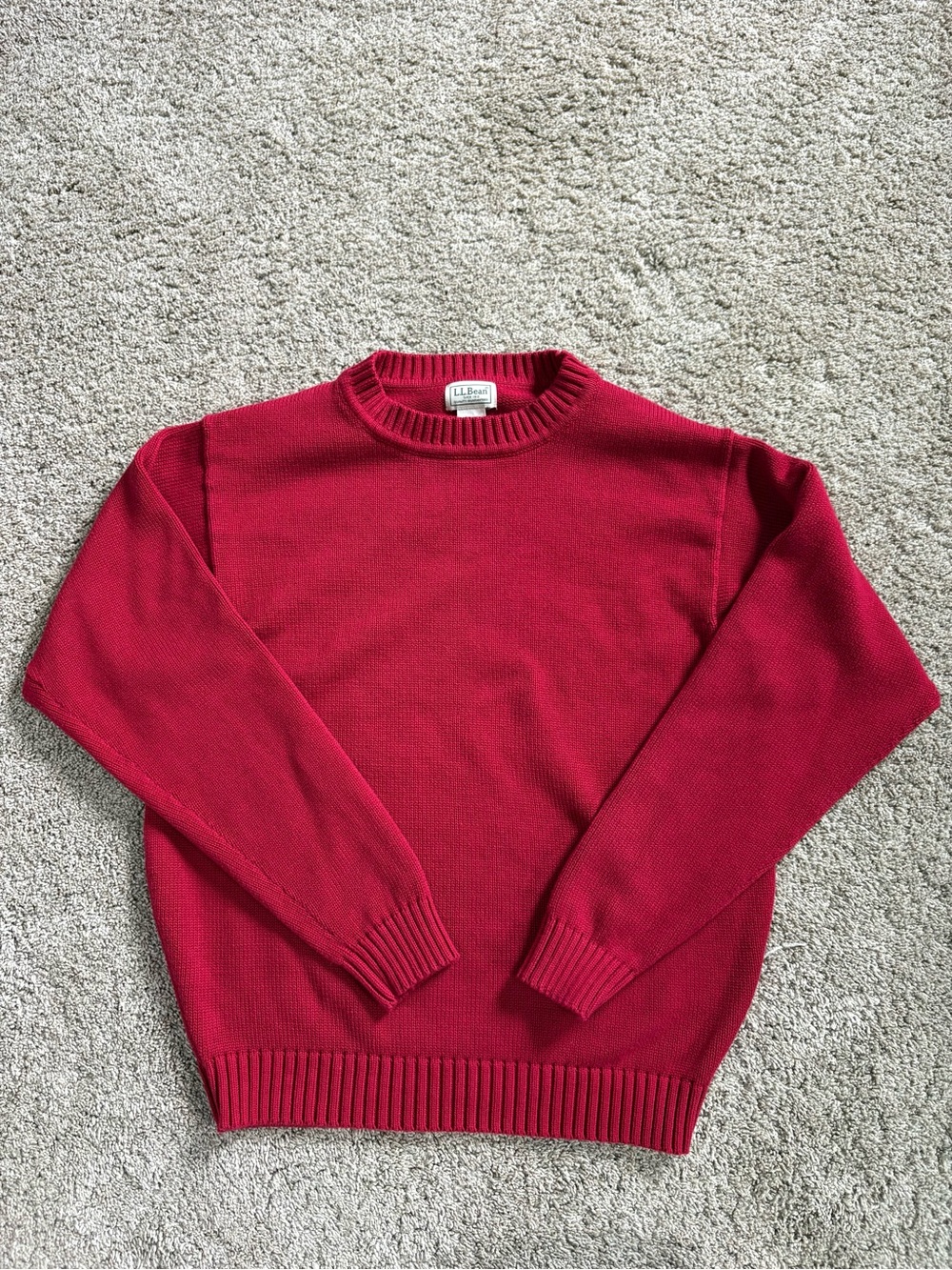 Vintage L.L. Bean Red Crewneck Sweater Size Small Classic Preppy Knit Pullover